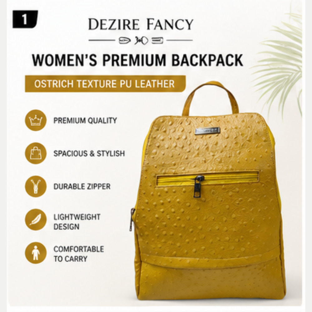 Dezire Fancy Women's Premium Ostrich Texture Backpack - Image 2