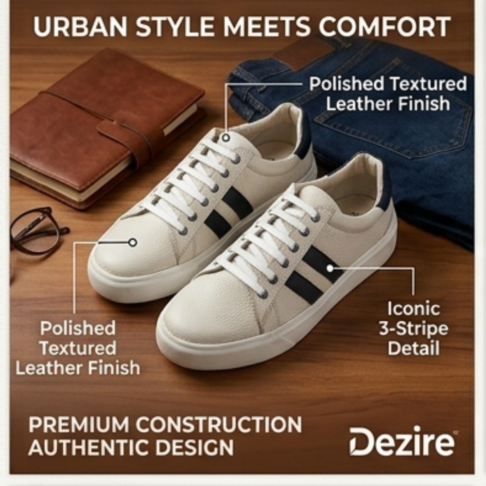 Dezire Fancy Men's Premium Leather Casual Sneakers - Image 6