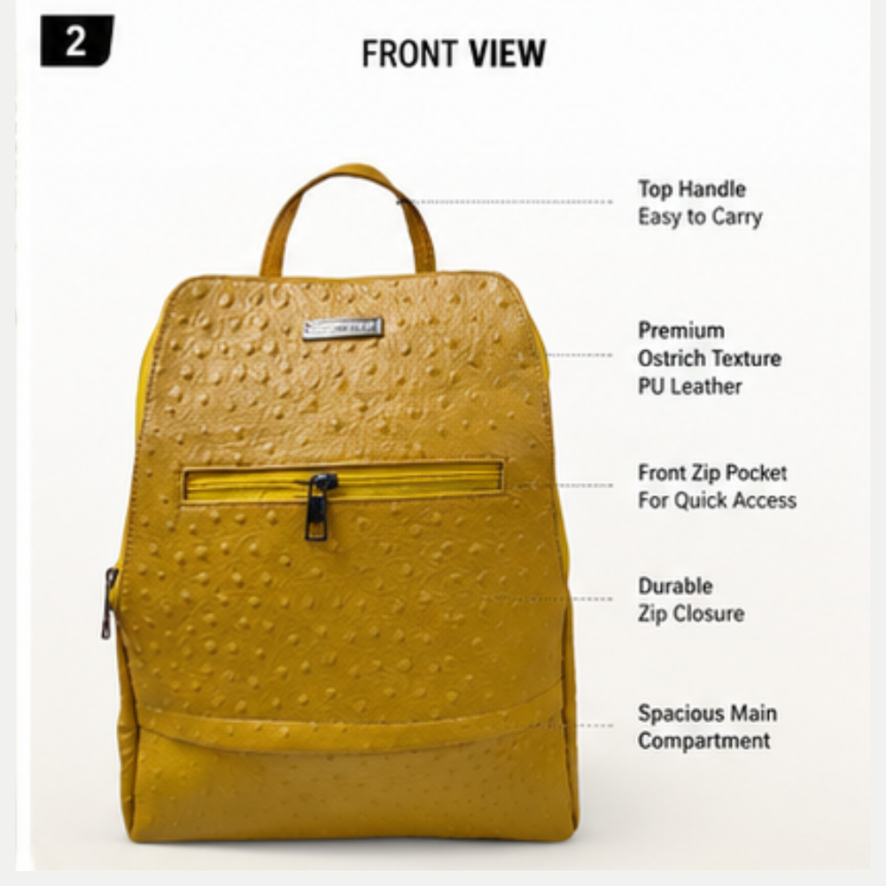 Dezire Fancy Women's Premium Ostrich Texture Backpack - Image 3