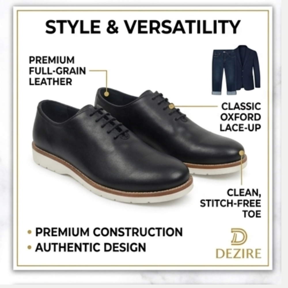 Dezire UrbanEdge Classic Leather Derby Shoes - Image 2