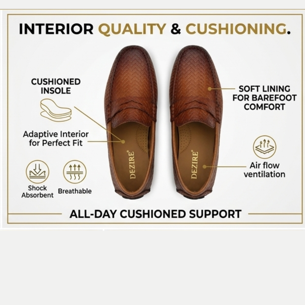 Dezire Woven Luxe Leather Driving Loafers for Men - Image 5