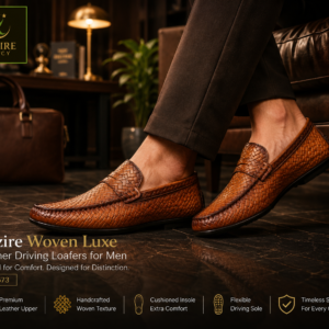 Dezire Woven Luxe Leather Driving Loafers for Men